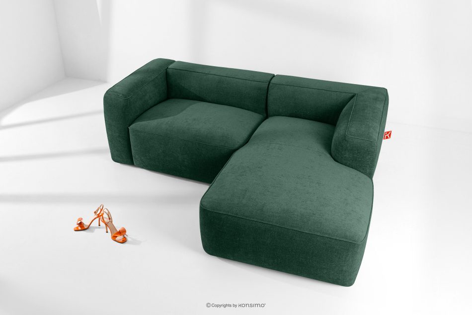 FUBBO Weiches Ecksofa aus einem geflochtenen Gewebestoff rechts dunkelgrün dunkelgrün - Foto 1