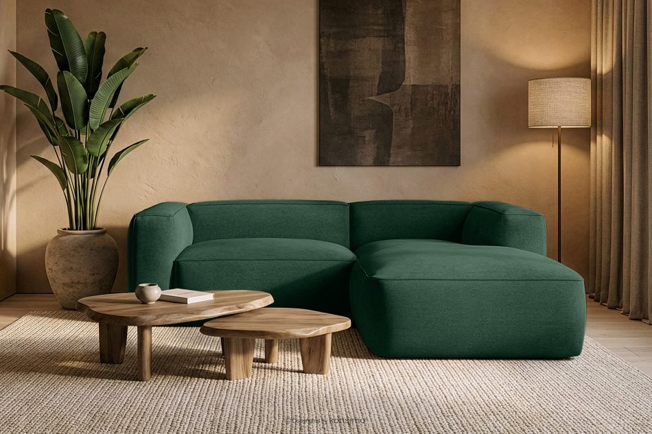 FUBBO Weiches Ecksofa aus einem geflochtenen Gewebestoff rechts dunkelgrün dunkelgrün - Foto 11