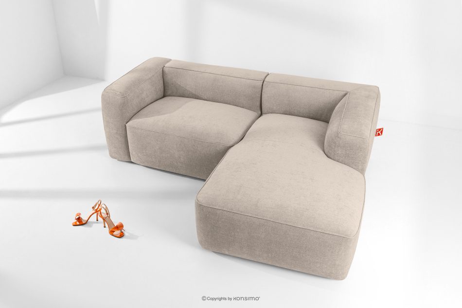 FUBBO Weiches Ecksofa aus einem geflochtenen Gewebestoff rechts cremefarben cremefarben - Foto 1