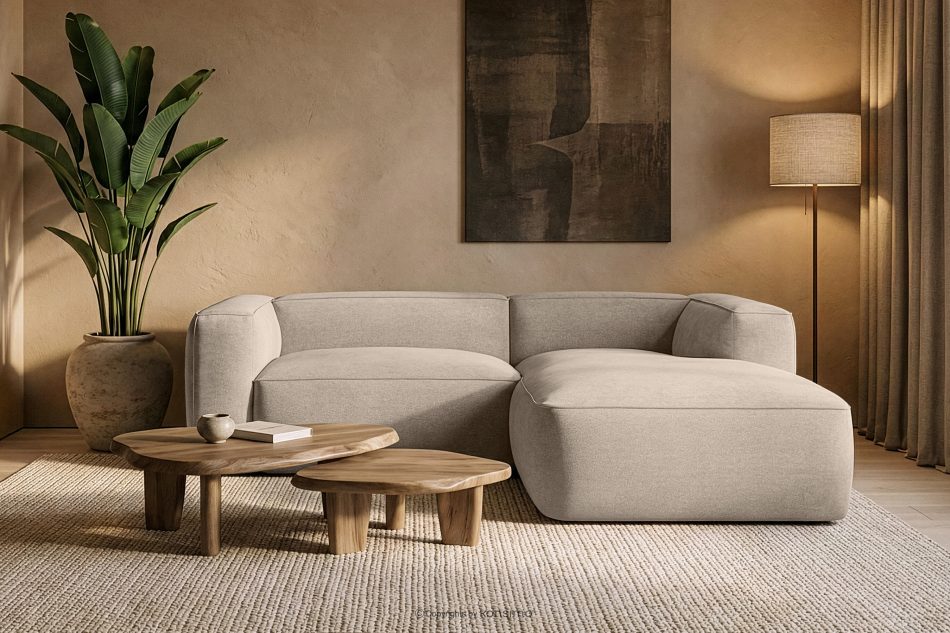 FUBBO Weiches Ecksofa aus einem geflochtenen Gewebestoff rechts cremefarben cremefarben - Foto 11