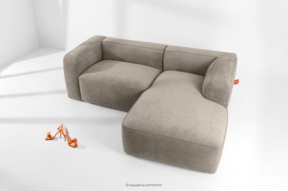 FUBBO Weiches Ecksofa aus einem geflochtenen Gewebestoff rechts beige beige - Foto 1