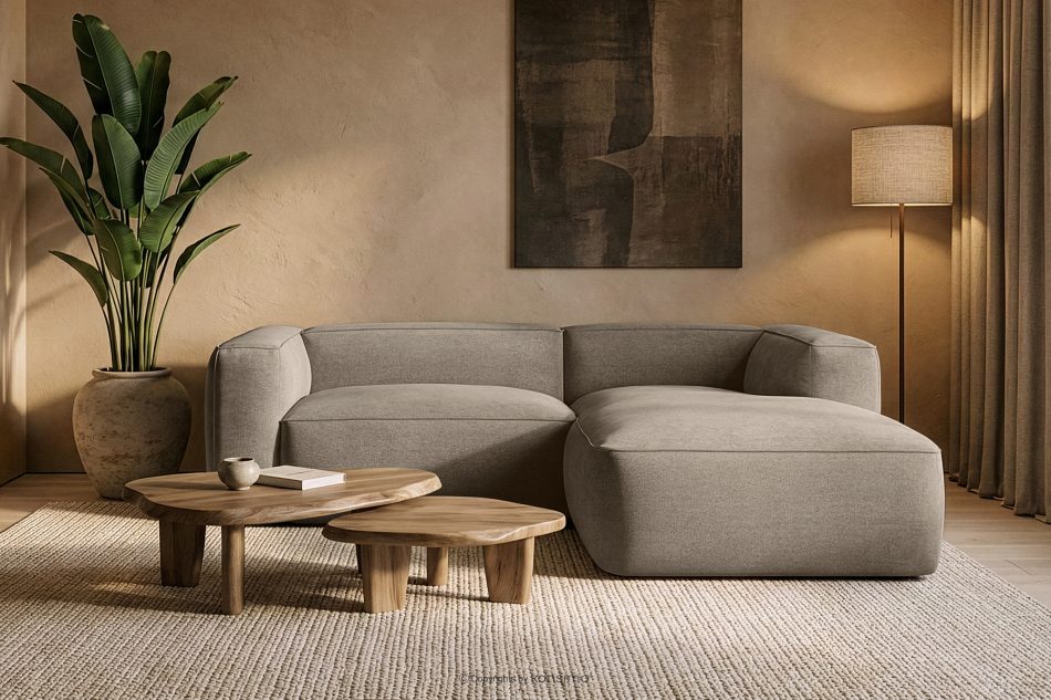 FUBBO Weiches Ecksofa aus einem geflochtenen Gewebestoff rechts beige beige - Foto 11