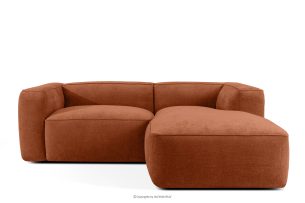 FUBBO, https://konsimo.de/kollektion/fubbo/ Weiches Ecksofa aus einem geflochtenen Gewebestoff rechts rot rotbraun - Foto