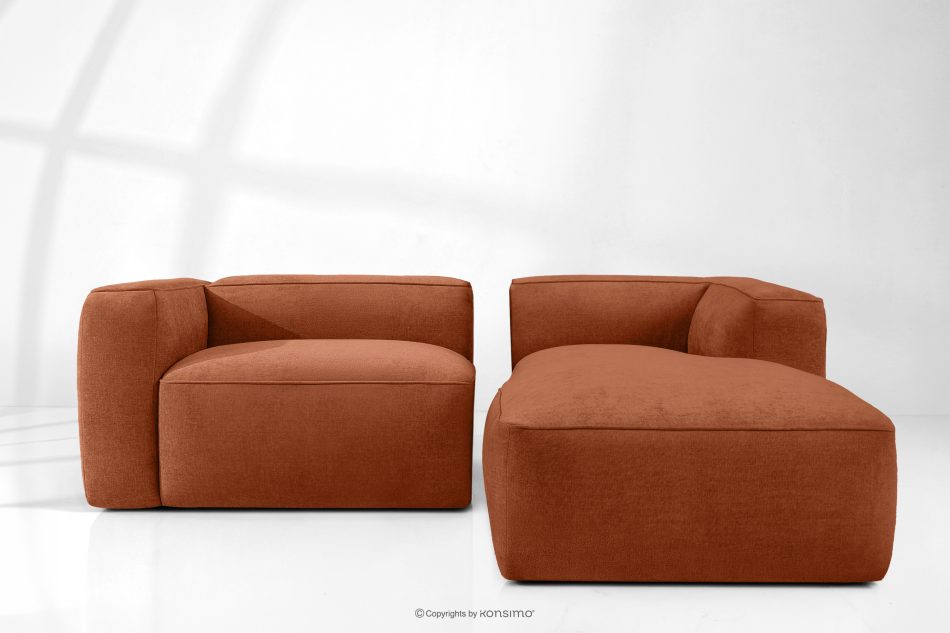 FUBBO Weiches Ecksofa aus einem geflochtenen Gewebestoff rechts rot rotbraun - Foto 10