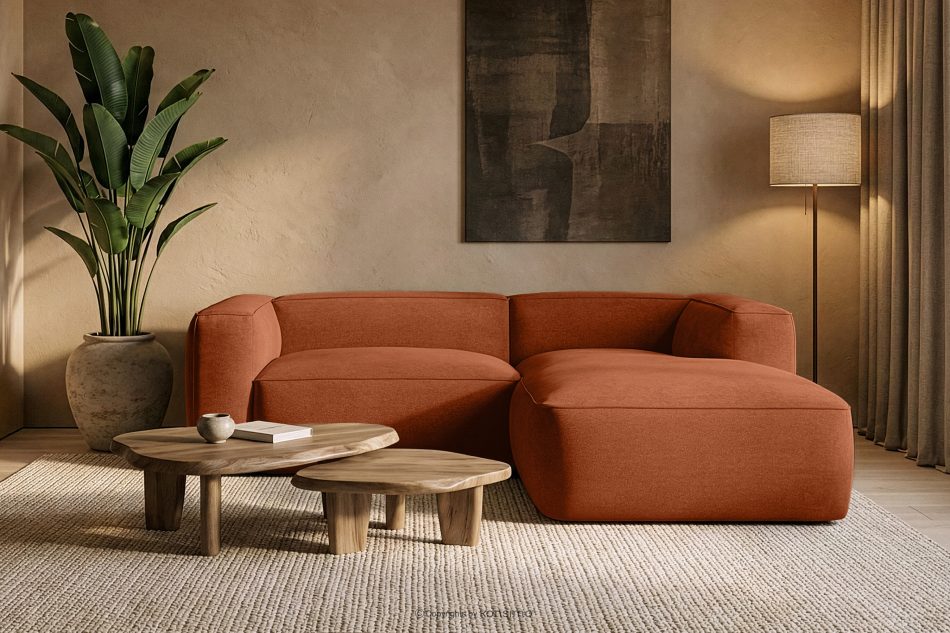 FUBBO Weiches Ecksofa aus einem geflochtenen Gewebestoff rechts rot rotbraun - Foto 11