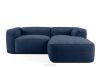Weiches Ecksofa aus einem geflochtenen Gewebestoff rechts marineblau