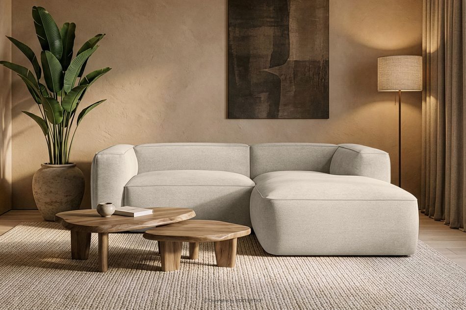 FUBBO Weiches Ecksofa aus einem geflochtenen Gewebestoff rechts ecru ecru - Foto 11