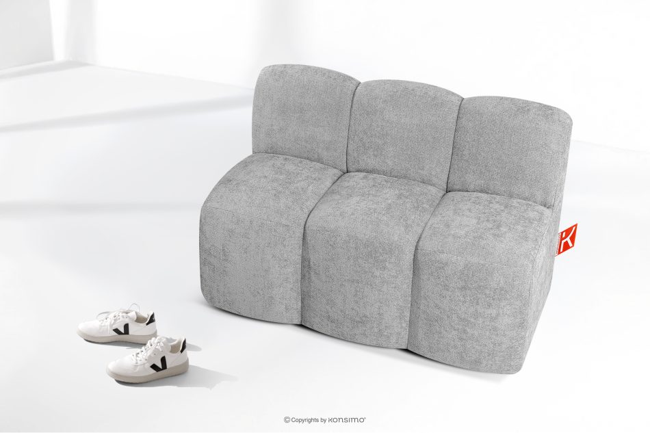 BRESCO Gepolsterte Esszimmerbank 120 cm hellgrauer Chenille-Stoff hellgrau - Foto 8