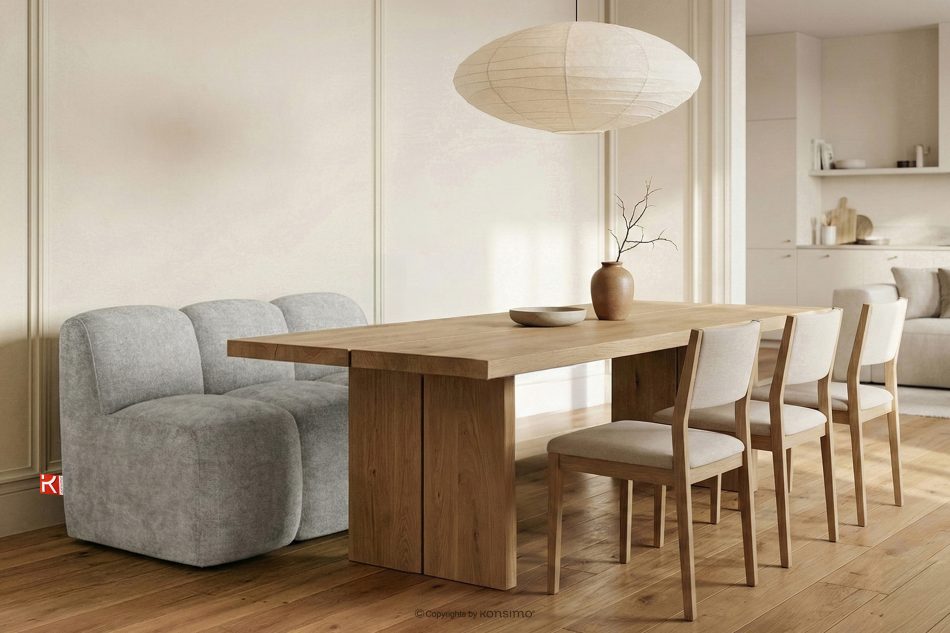 BRESCO Gepolsterte Esszimmerbank 120 cm hellgrauer Chenille-Stoff hellgrau - Foto 1