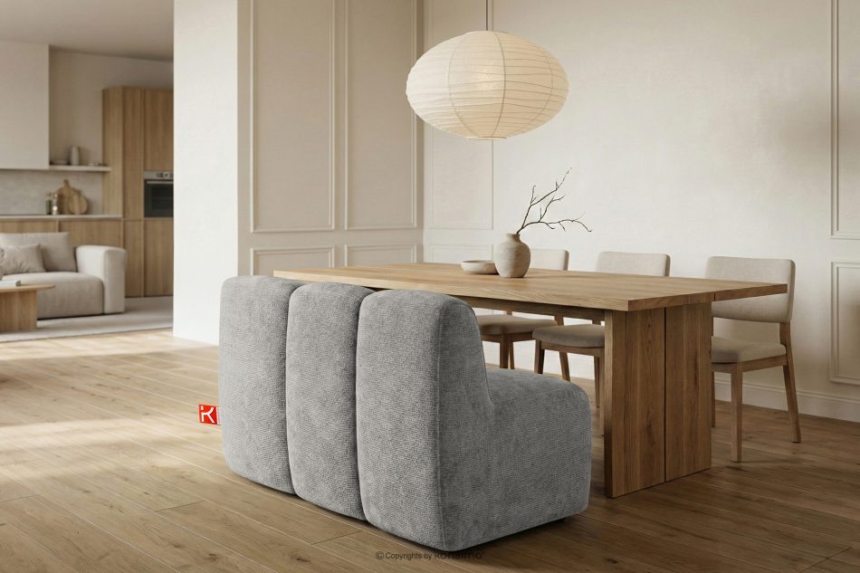 BRESCO Gepolsterte Esszimmerbank 120 cm hellgrauer Chenille-Stoff hellgrau - Foto 9