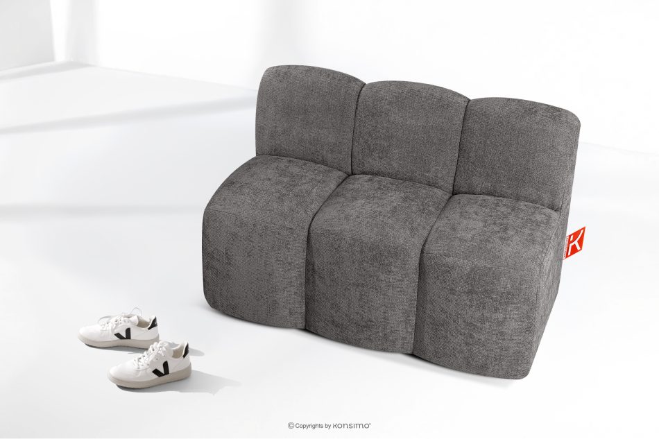 BRESCO Gepolsterte Esszimmerbank 120 cm dunkelgrauer Chenille-Stoff dunkelgrau - Foto 8