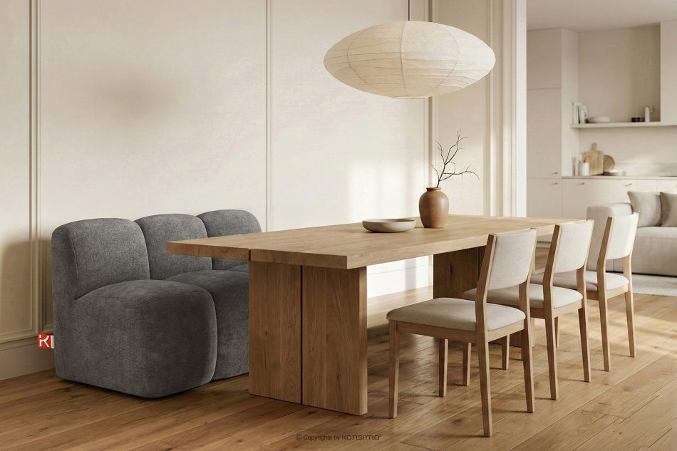 BRESCO Gepolsterte Esszimmerbank 120 cm dunkelgrauer Chenille-Stoff dunkelgrau - Foto 1