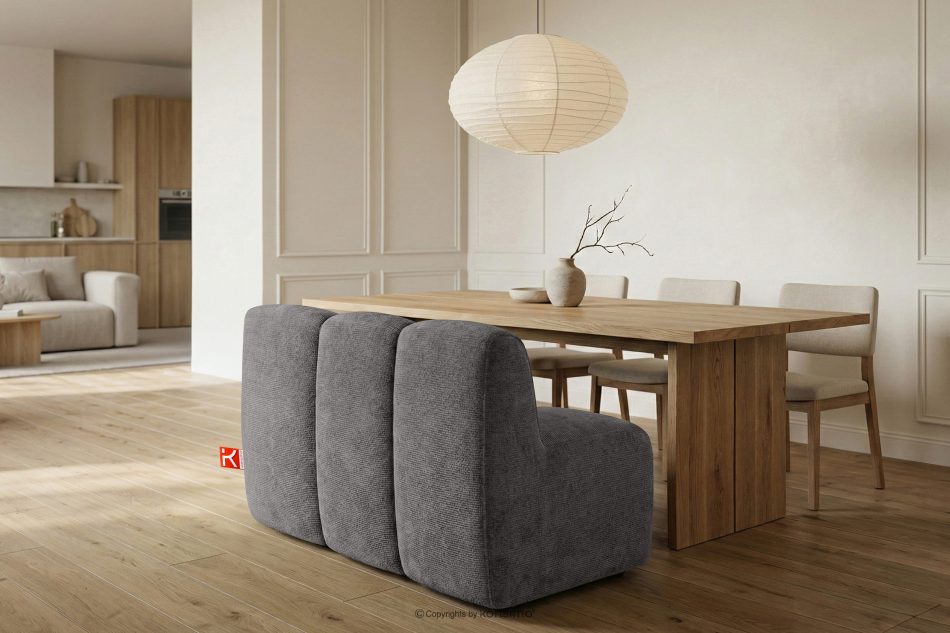 BRESCO Gepolsterte Esszimmerbank 120 cm dunkelgrauer Chenille-Stoff dunkelgrau - Foto 9