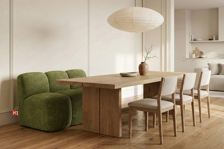 BRESCO Gepolsterte Esszimmerbank 120 cm olivgrüner Chenille-Stoff olivgrün - Foto 1