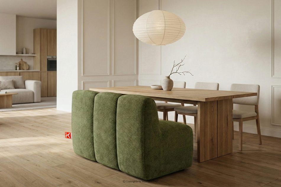 BRESCO Gepolsterte Esszimmerbank 120 cm olivgrüner Chenille-Stoff olivgrün - Foto 9