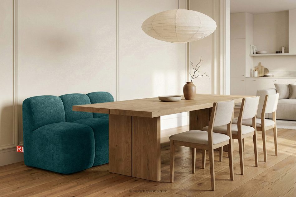 BRESCO Gepolsterte Esszimmerbank 120 cm marineblauer Chenille-Stoff meerblau - Foto 1