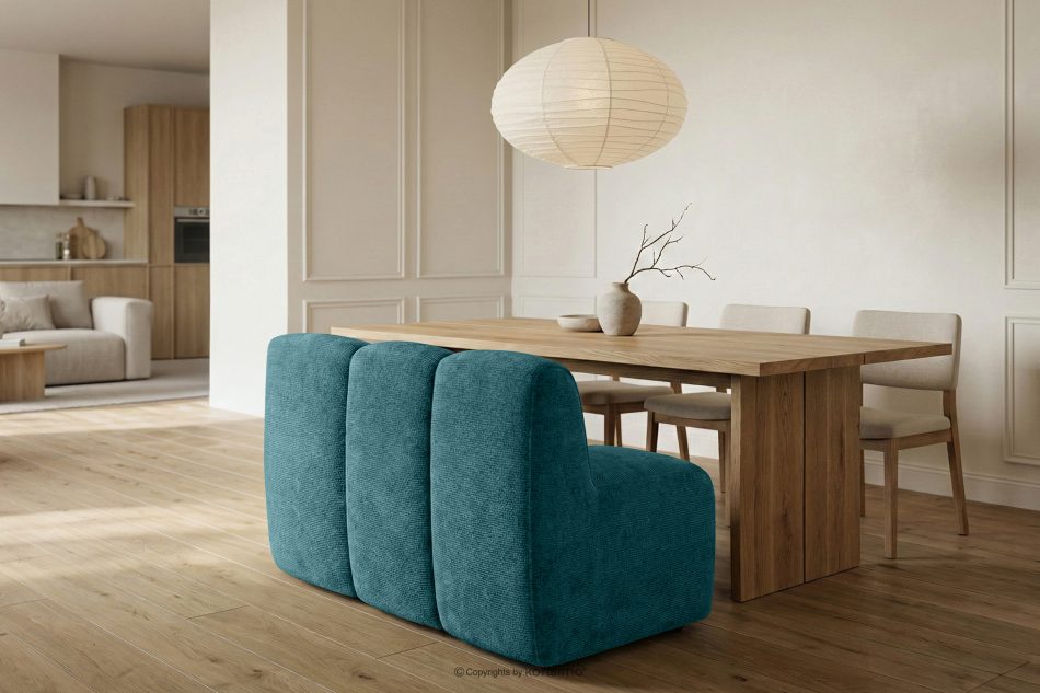 BRESCO Gepolsterte Esszimmerbank 120 cm marineblauer Chenille-Stoff meerblau - Foto 9