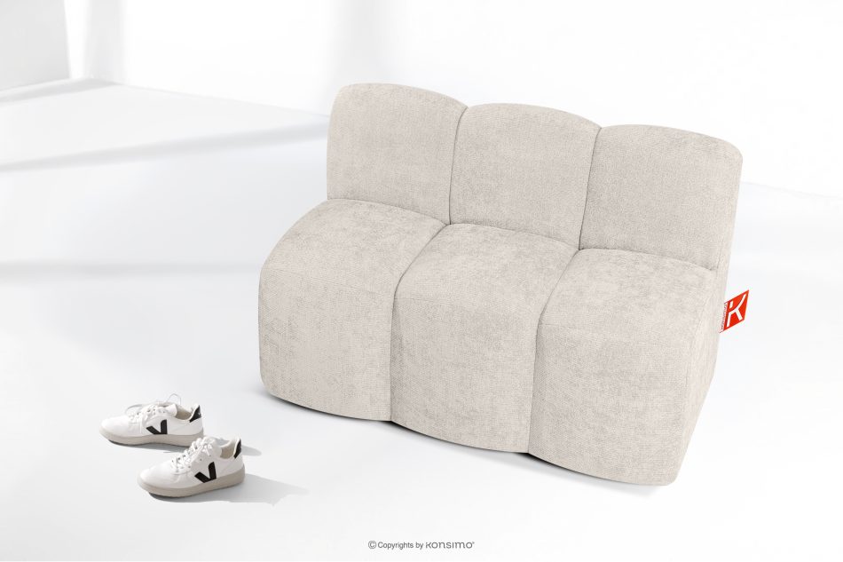 BRESCO Gepolsterte Esszimmerbank 120 cm cremefarbener Chenille-Stoff cremefarben - Foto 8