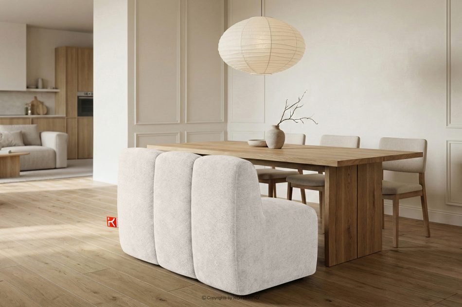 BRESCO Gepolsterte Esszimmerbank 120 cm cremefarbener Chenille-Stoff cremefarben - Foto 9