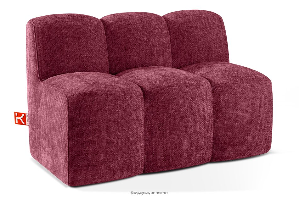 BRESCO Gepolsterte Esszimmerbank 120 cm burgunderroter Chenille-Stoff bordeauxrot - Foto 2