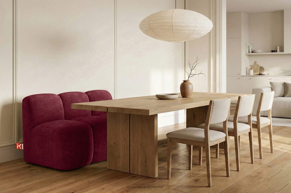 BRESCO Gepolsterte Esszimmerbank 120 cm burgunderroter Chenille-Stoff bordeauxrot - Foto 1