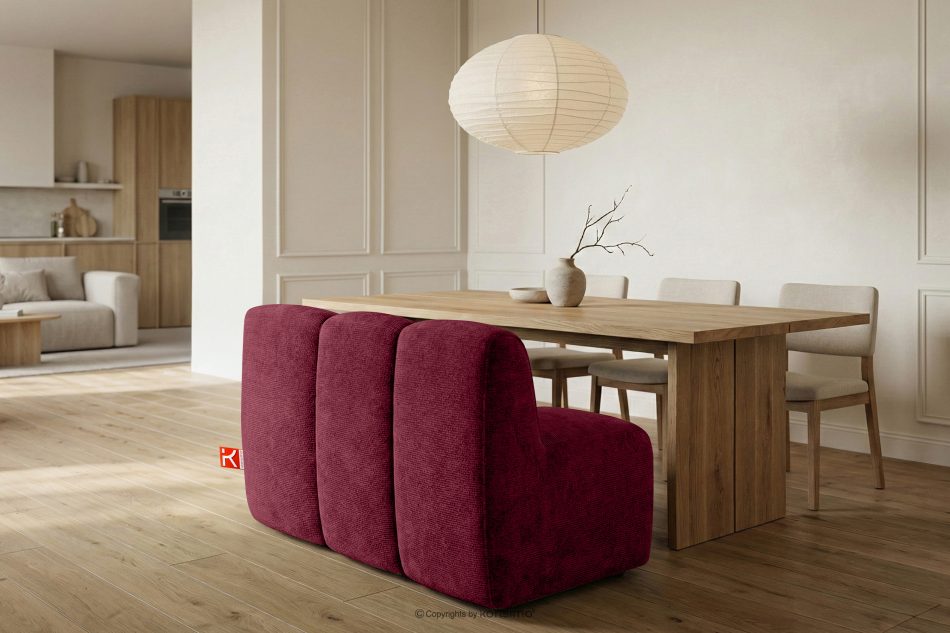 BRESCO Gepolsterte Esszimmerbank 120 cm burgunderroter Chenille-Stoff bordeauxrot - Foto 9