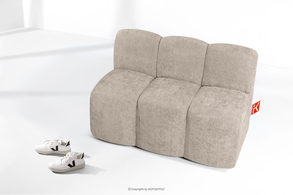 BRESCO Gepolsterte Esszimmerbank 120 cm beiger Chenille-Stoff beige - Foto 8