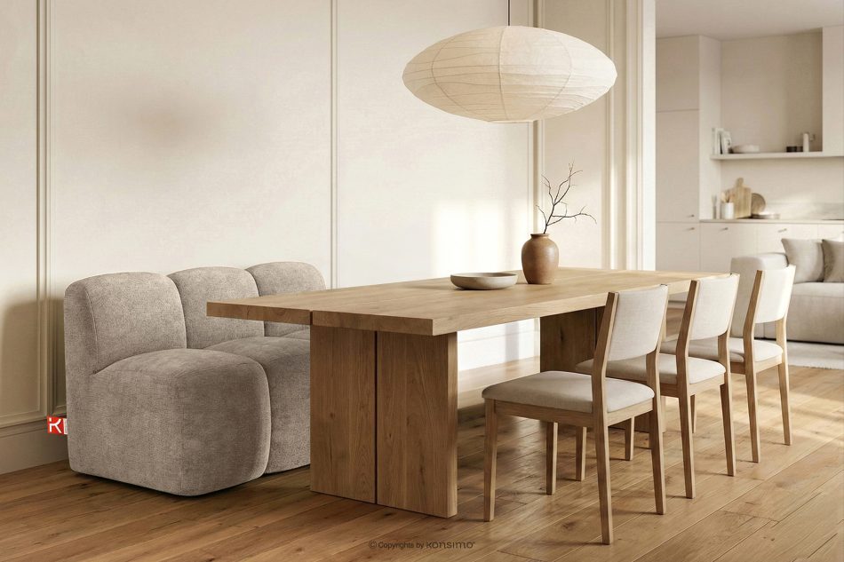 BRESCO Gepolsterte Esszimmerbank 120 cm beiger Chenille-Stoff beige - Foto 1