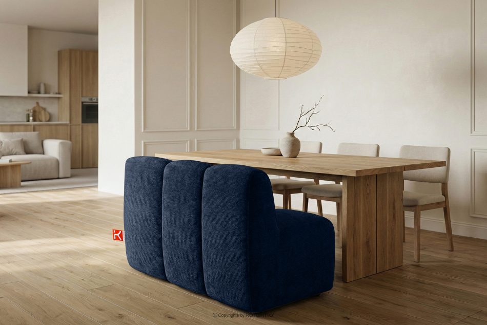 BRESCO Gepolsterte Esszimmerbank 120 cm dunkelblauer Chenille-Stoff marineblau - Foto 9