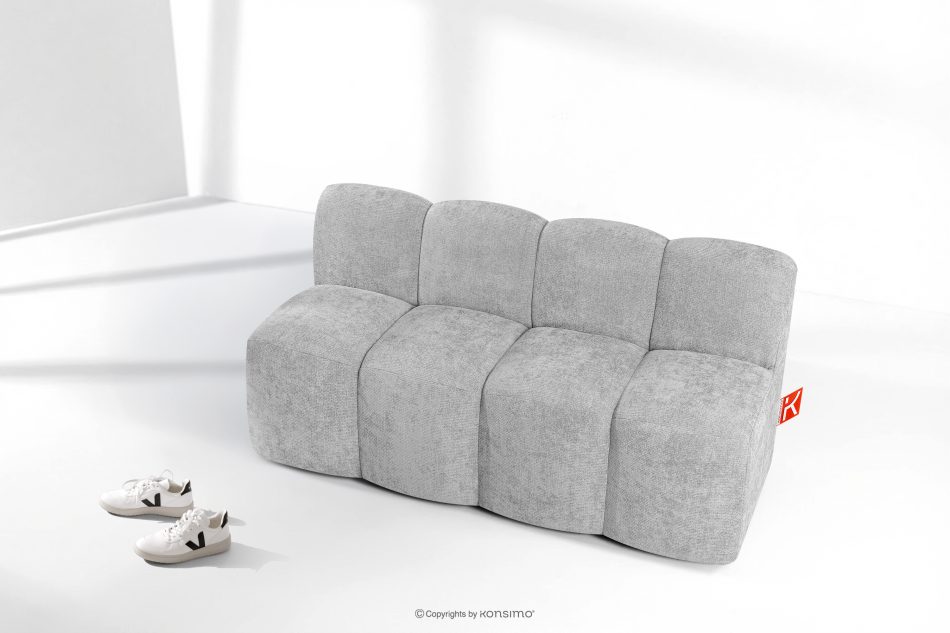 BRESCO Gepolsterte Esszimmerbank 160 cm hellgrauer Chenille-Stoff hellgrau - Foto 8