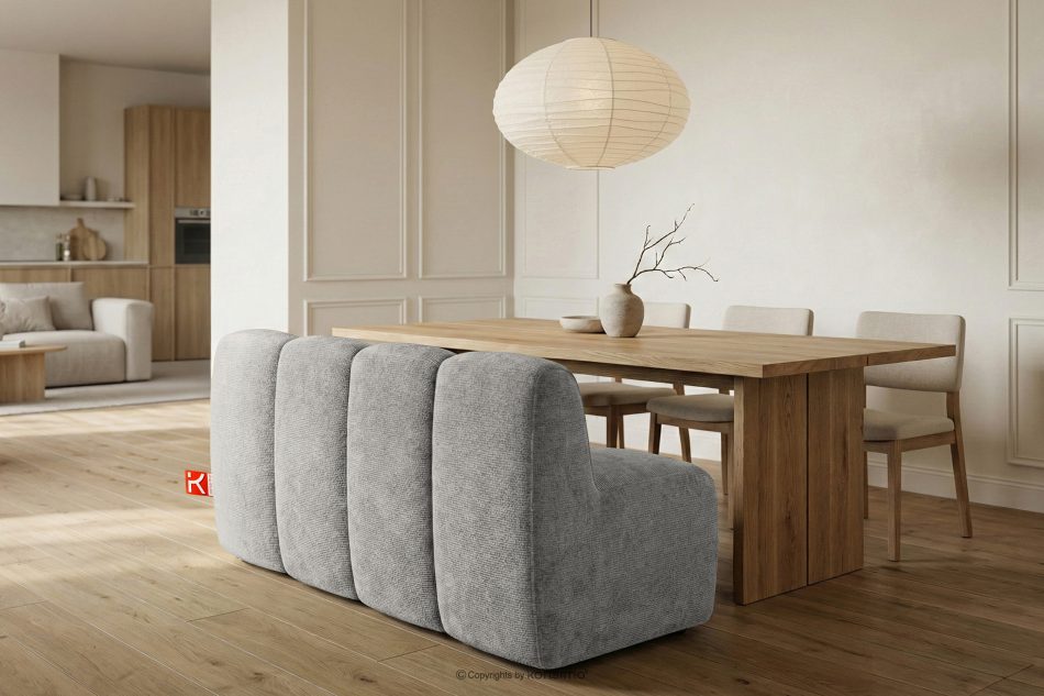 BRESCO Gepolsterte Esszimmerbank 160 cm hellgrauer Chenille-Stoff hellgrau - Foto 9