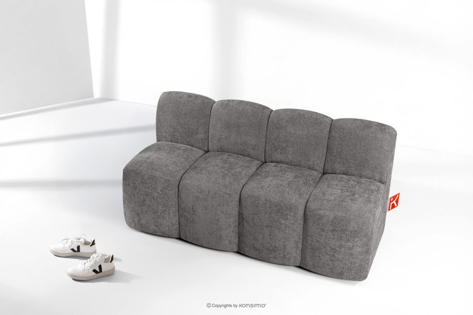 BRESCO Gepolsterte Esszimmerbank 160 cm dunkelgrauer Chenille-Stoff dunkelgrau - Foto 8