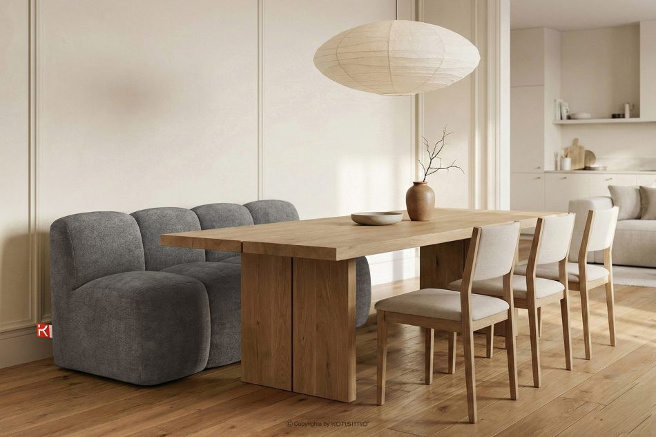 BRESCO Gepolsterte Esszimmerbank 160 cm dunkelgrauer Chenille-Stoff dunkelgrau - Foto 1