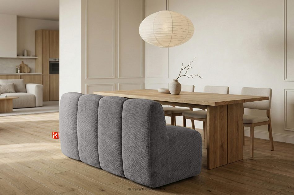 BRESCO Gepolsterte Esszimmerbank 160 cm dunkelgrauer Chenille-Stoff dunkelgrau - Foto 9