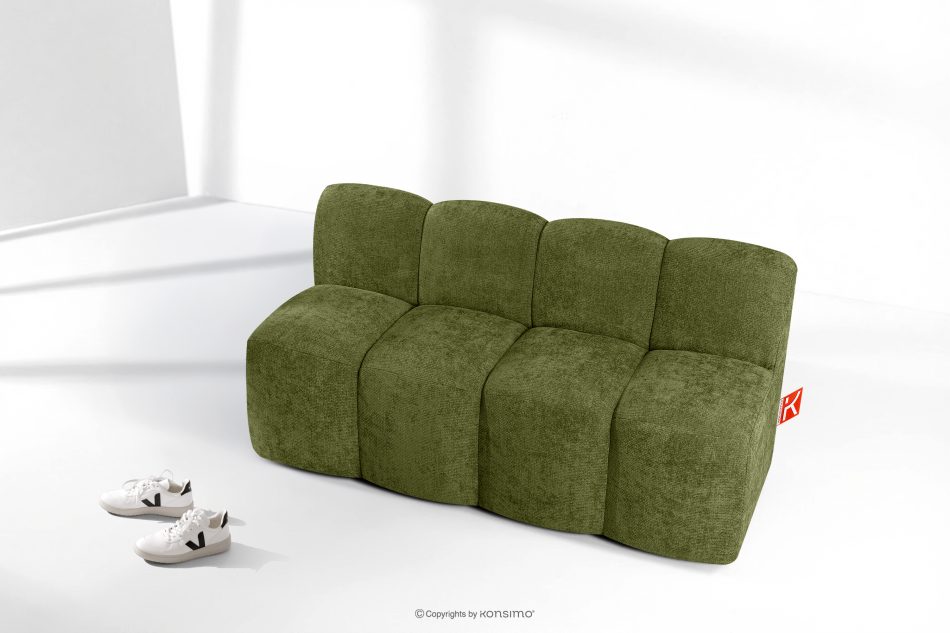 BRESCO Gepolsterte Esszimmerbank 160 cm olivgrüner Chenille-Stoff olivgrün - Foto 8