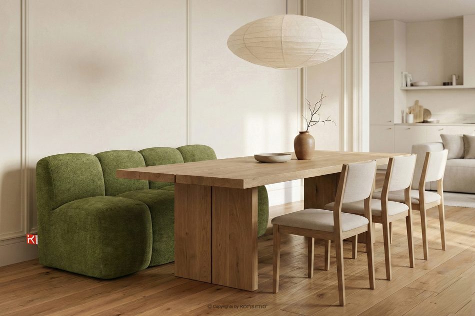 BRESCO Gepolsterte Esszimmerbank 160 cm olivgrüner Chenille-Stoff olivgrün - Foto 1