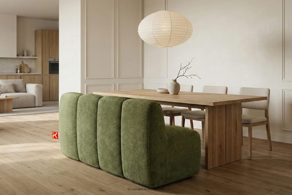 BRESCO Gepolsterte Esszimmerbank 160 cm olivgrüner Chenille-Stoff olivgrün - Foto 9