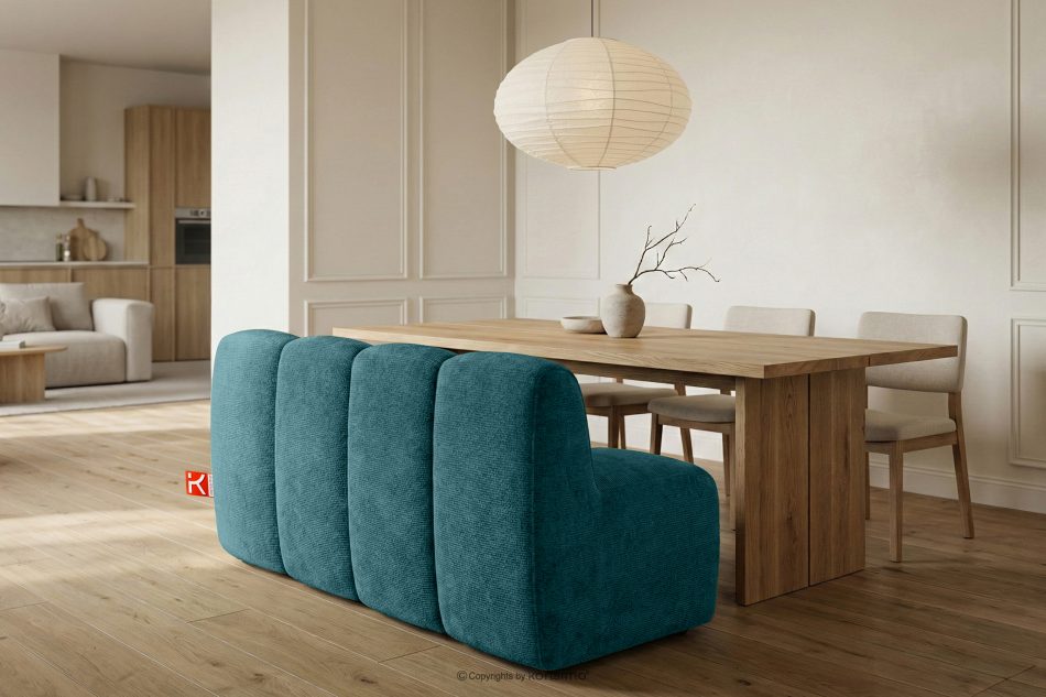 BRESCO Gepolsterte Esszimmerbank 160 cm marineblauer Chenille-Stoff meerblau - Foto 9