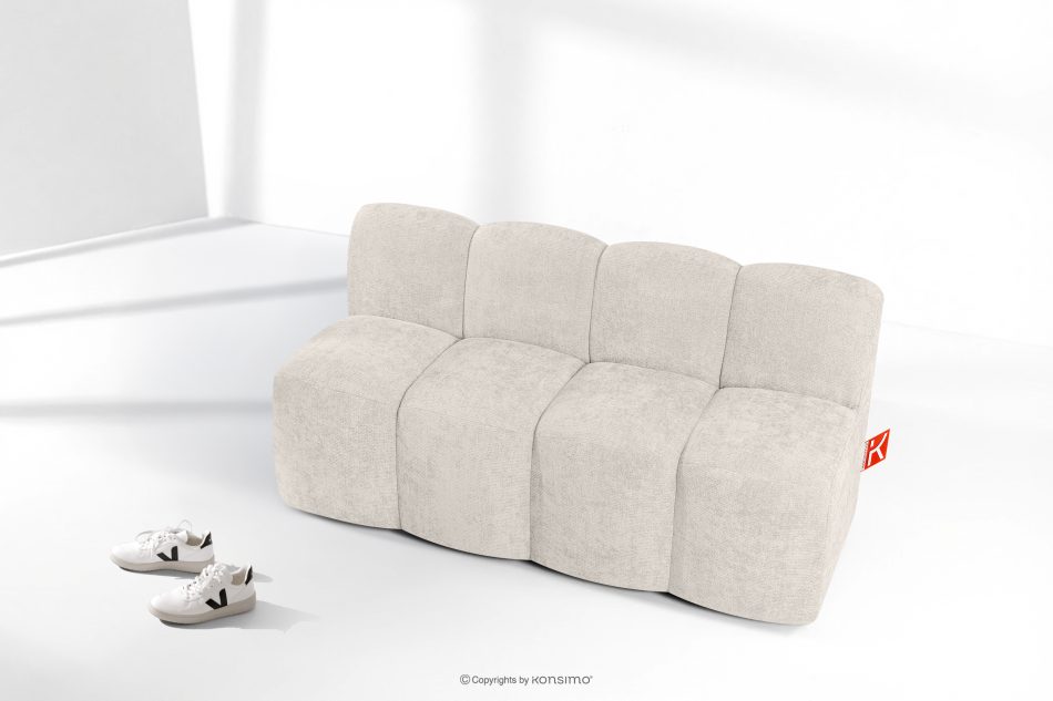 BRESCO Gepolsterte Esszimmerbank 160 cm cremefarbener Chenille-Stoff cremefarben - Foto 8