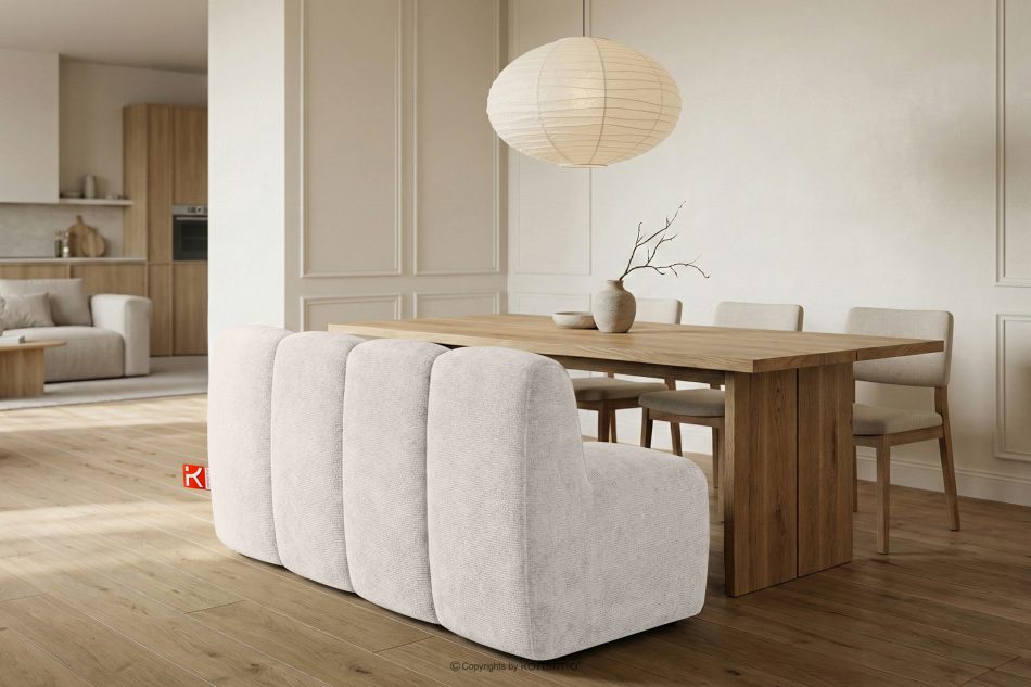 BRESCO Gepolsterte Esszimmerbank 160 cm cremefarbener Chenille-Stoff cremefarben - Foto 9