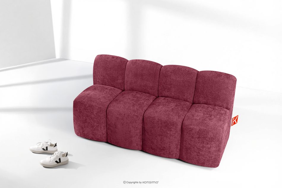 BRESCO Gepolsterte Esszimmerbank 160 cm burgunderroter Chenille-Stoff bordeauxrot - Foto 8