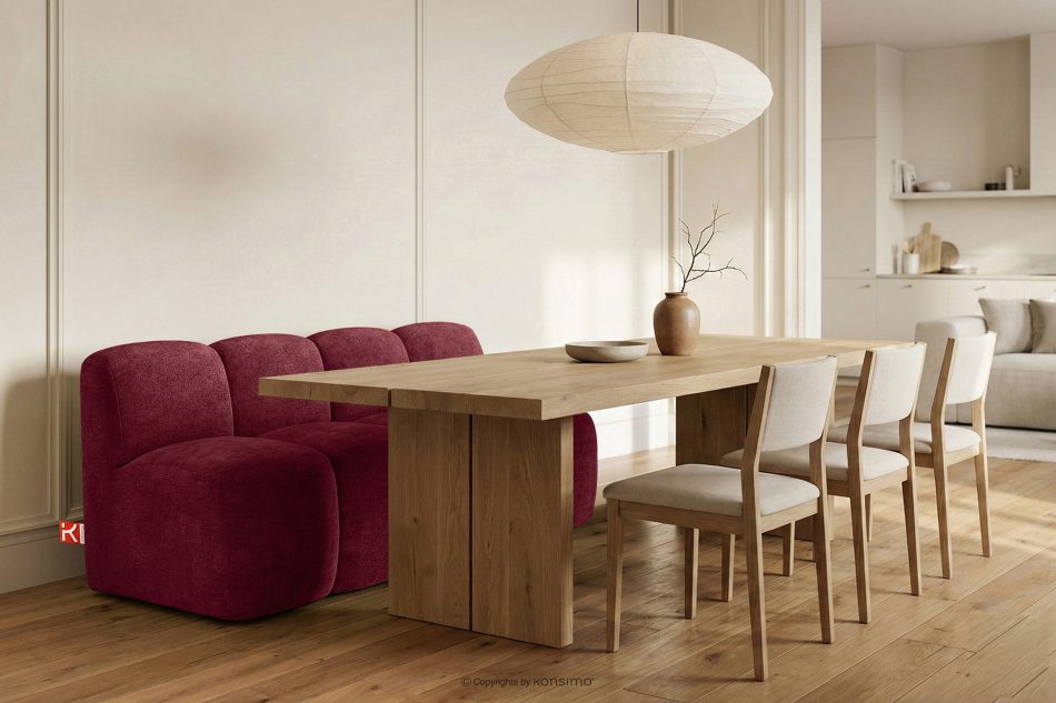 BRESCO Gepolsterte Esszimmerbank 160 cm burgunderroter Chenille-Stoff bordeauxrot - Foto 1