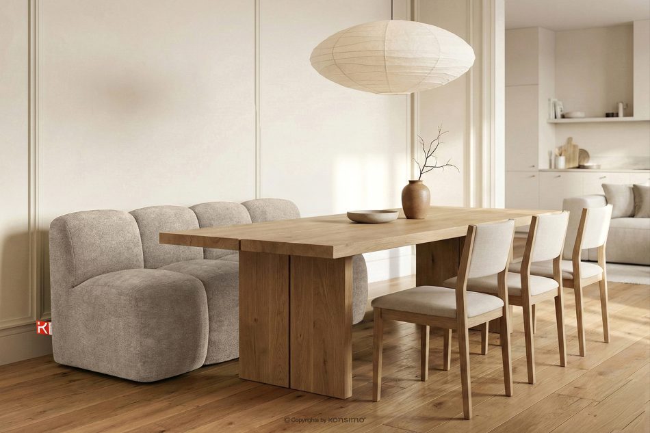 BRESCO Gepolsterte Esszimmerbank 160 cm beiger Chenille-Stoff beige - Foto 1