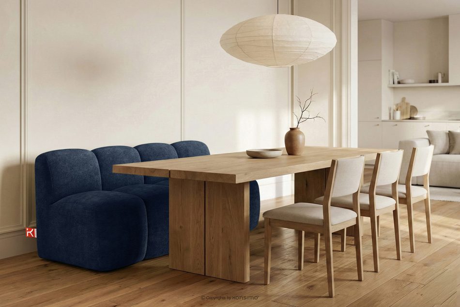 BRESCO Gepolsterte Esszimmerbank 160 cm dunkelblauer Chenille-Stoff marineblau - Foto 1