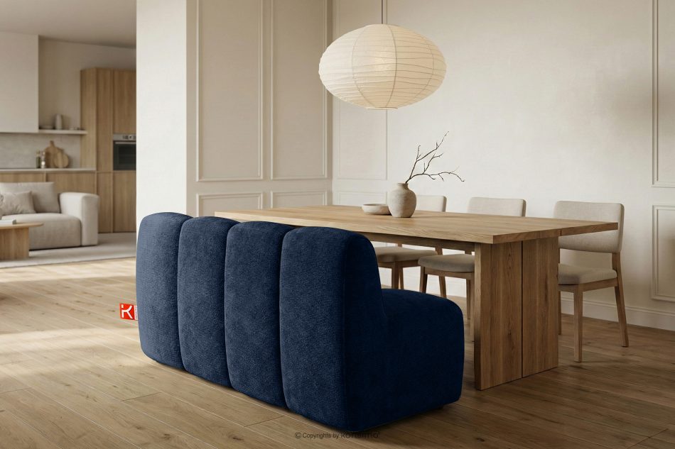 BRESCO Gepolsterte Esszimmerbank 160 cm dunkelblauer Chenille-Stoff marineblau - Foto 9