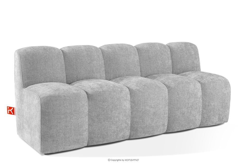 BRESCO Gepolsterte Bank mit Rückenlehne 200 cm hellgrauer Chenille-Stoff hellgrau - Foto 2