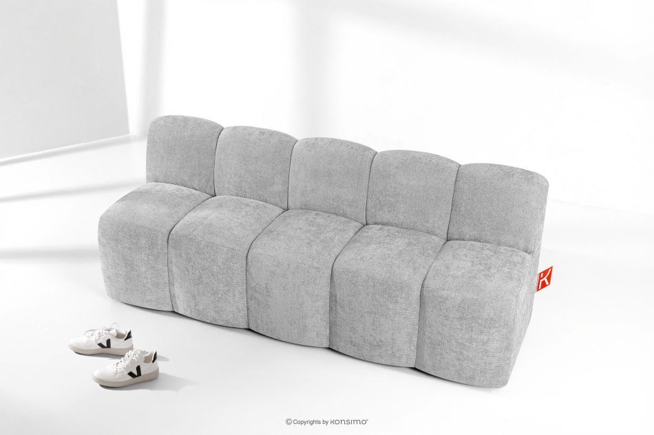 BRESCO Gepolsterte Bank mit Rückenlehne 200 cm hellgrauer Chenille-Stoff hellgrau - Foto 8