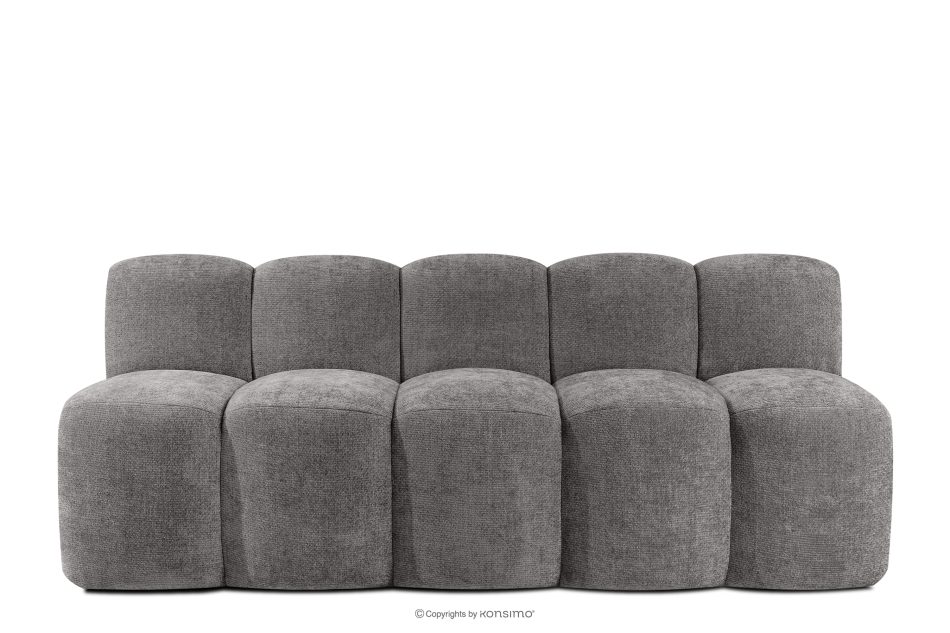 BRESCO Gepolsterte Bank mit Rückenlehne 200 cm dunkelgrauer Chenille-Stoff dunkelgrau - Foto 0