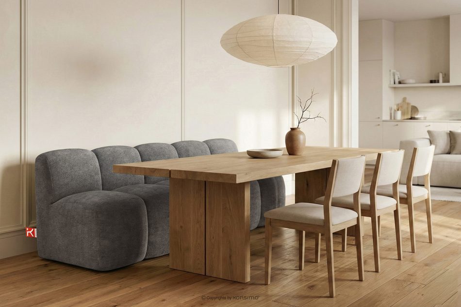 BRESCO Gepolsterte Bank mit Rückenlehne 200 cm dunkelgrauer Chenille-Stoff dunkelgrau - Foto 1