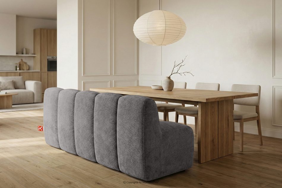 BRESCO Gepolsterte Bank mit Rückenlehne 200 cm dunkelgrauer Chenille-Stoff dunkelgrau - Foto 9